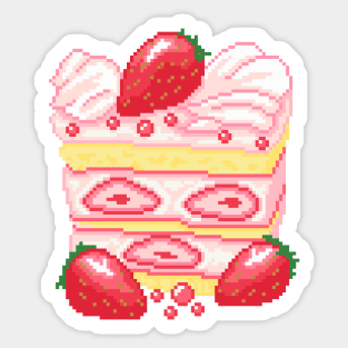 Strawberry Cake Pixel Art Sticker